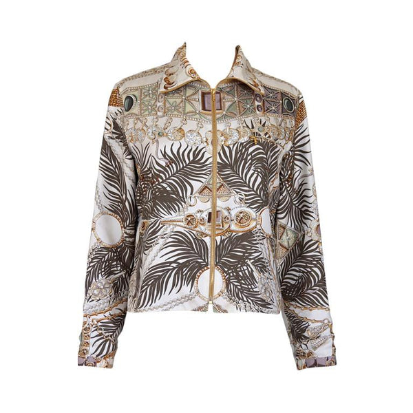 Hermes Jacket Terres Precieuses Silk Print Reversible L