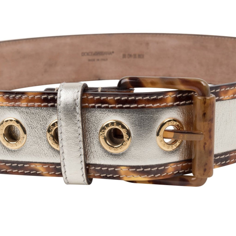 Dolce&Gabbana Belt w/ Silver Leather Leopard Trim Gold Grommets new 90 ...