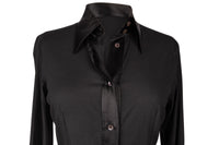 Dolce&Gabbana Top Semi Sheer Signature Black Button Up Shirt 44 / 8 - mightychic