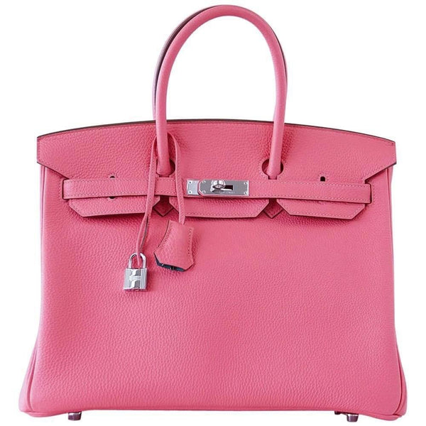 Hermes Birkin 35 Pink Rose Bag Lipstick Blue Paon Horseshoe Palladium ...
