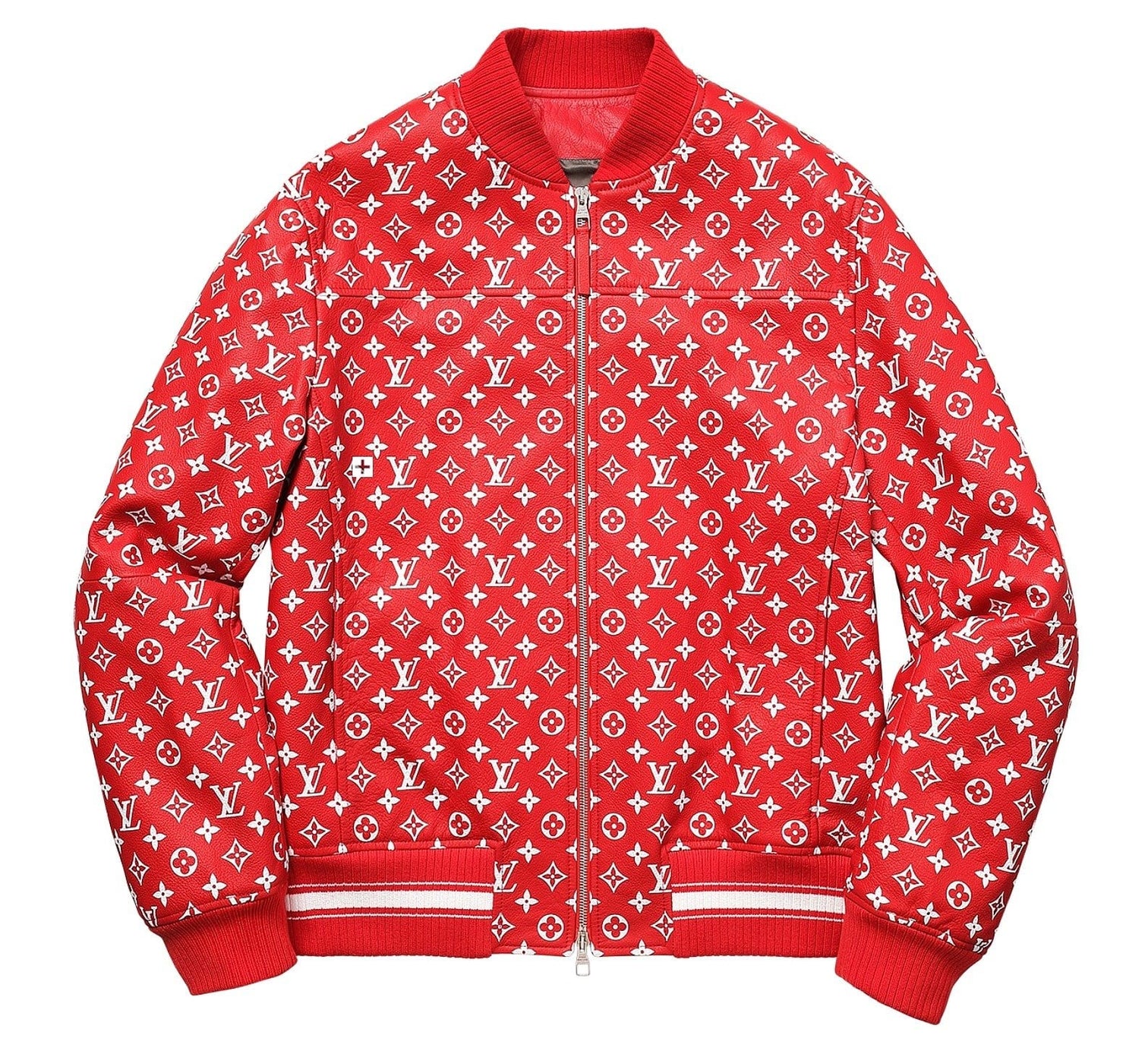 Louis Vuitton Supreme X Leather Bomber Varsity Jacket Monogram Ltd Edt ...