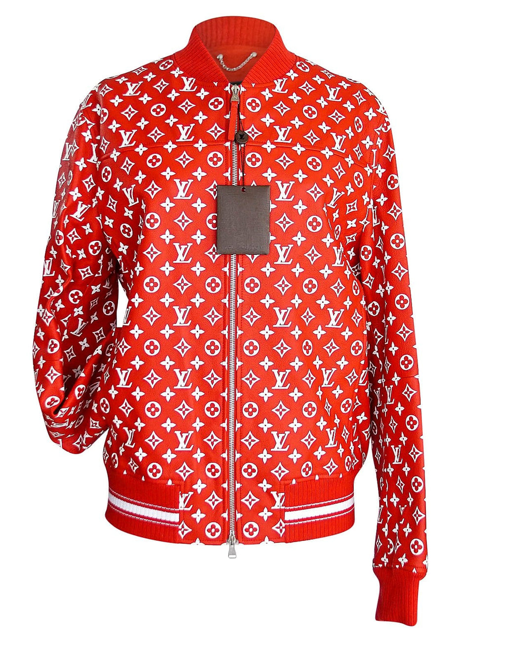 Louis Vuitton X Supreme Red Monogrammed Leather Bomber Jacket M Louis  Vuitton  TLC