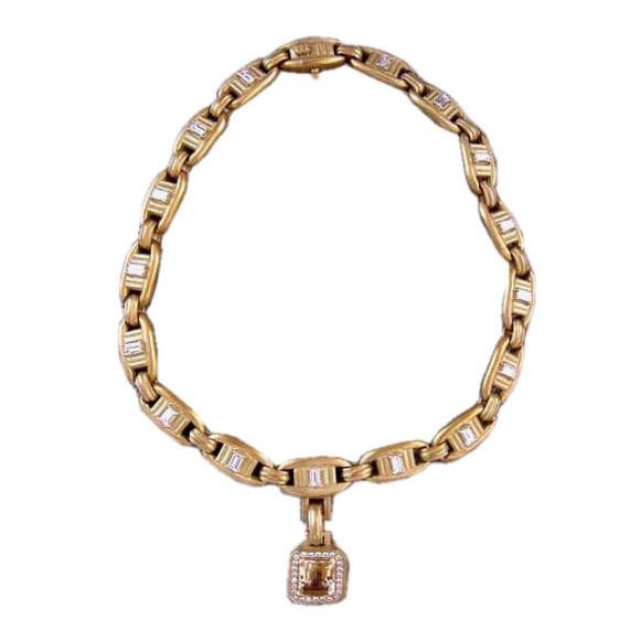 Barry Kieselstein-Cord 18K Gold Necklace Column Diamond and Citrine Dr ...