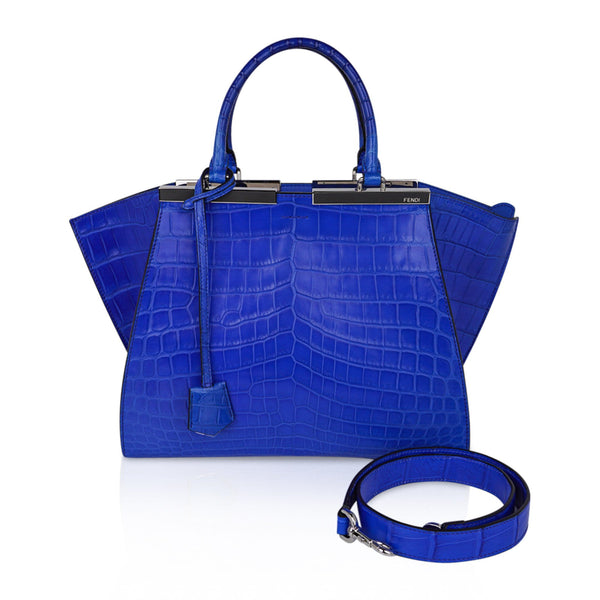 Fendi Turquoise Blue Crocodile Leather Peekaboo Bag