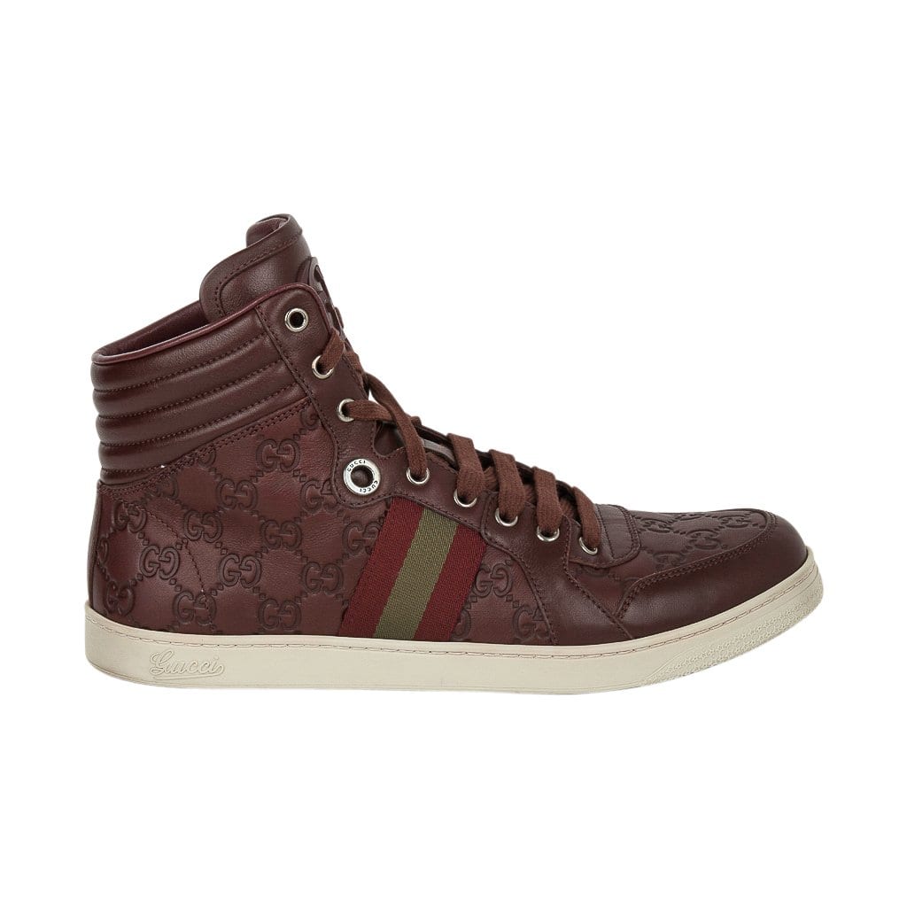 Gucci Men's Leather Logo Embossed High Top Sneakers 9G / USA  –  Mightychic