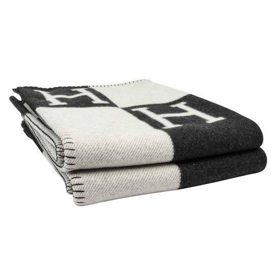 black and white hermes blanket