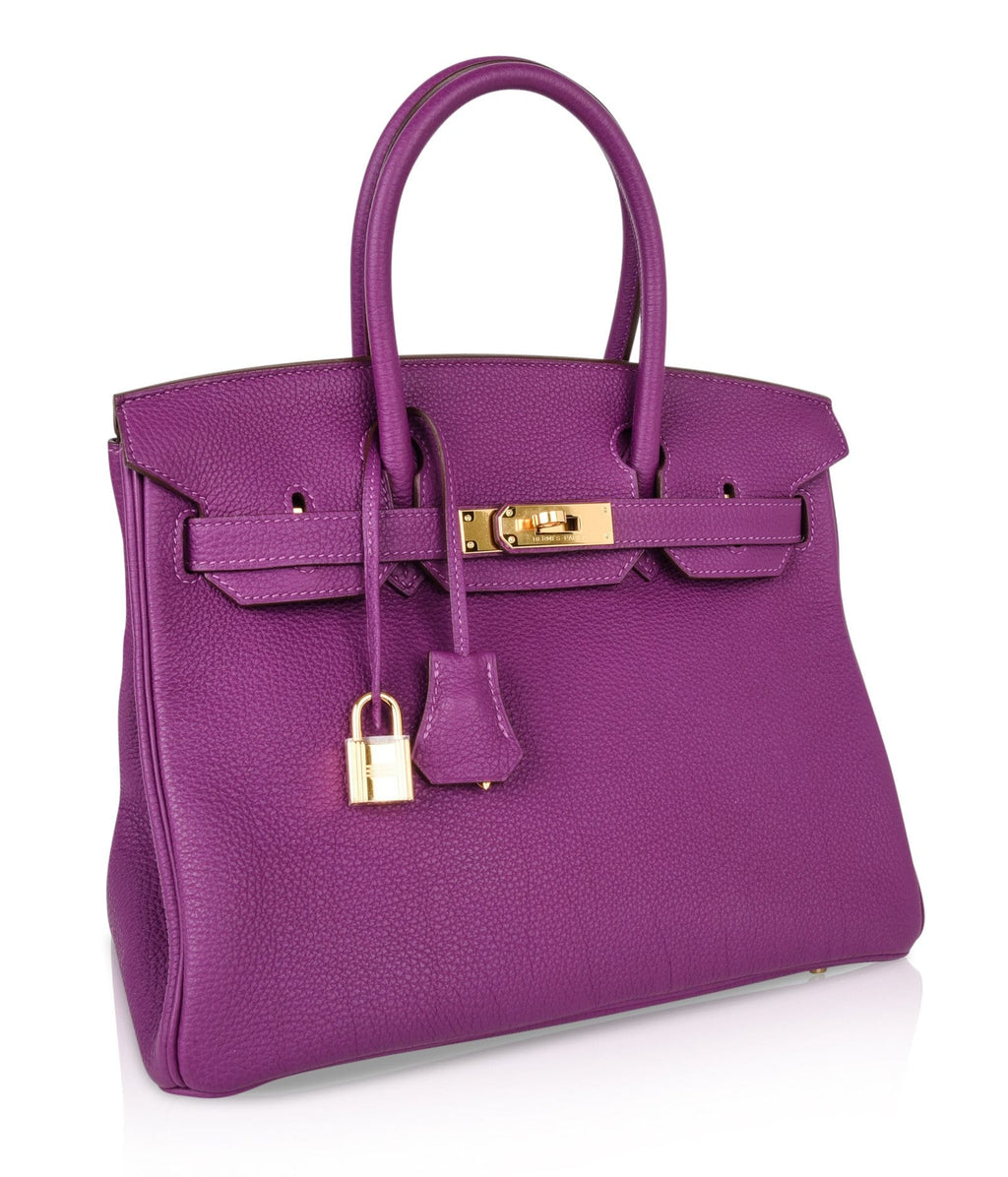 purple hermes bag