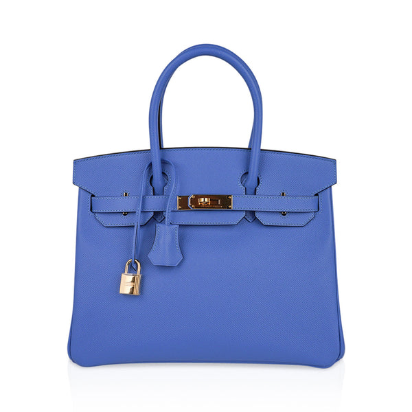 Hermes Birkin 30 Bag Blue Celeste Epsom Leather with Gold Hardware –  Mightychic