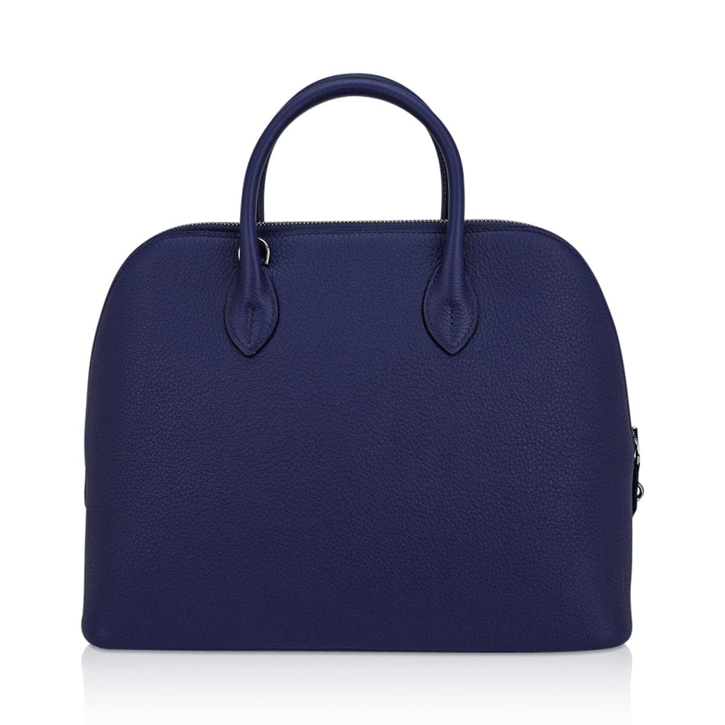 Hermes Bolide 1923 30 Bleu Saphir Novillo Leather Palladium Hardware ...