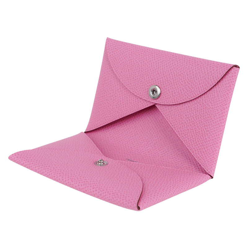 Hermes Calvi Card Holder 5P Pink Epsom Leather New w/Box – Mightychic