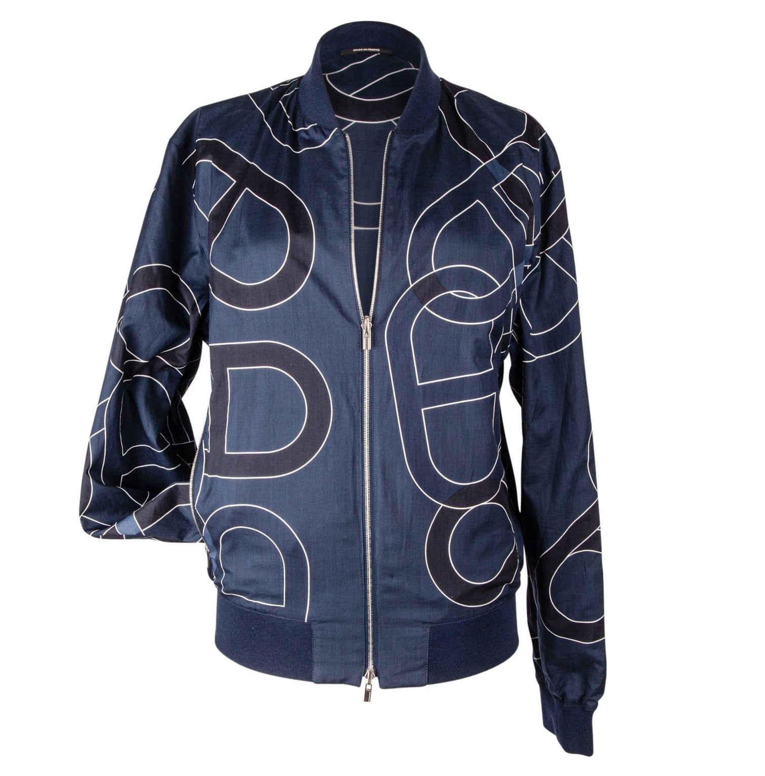 Hermes Men's Jacket Chaine D'Ancre Design Blue Reversible Windbreaker