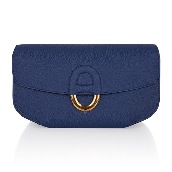 Hermes Kelly Pochette Bag Bleuet Ostrich Clutch Gold Hardware – Mightychic