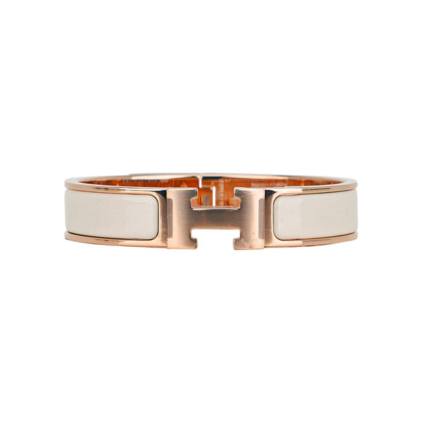 Hermes Narrow Clic H Bracelet (Navy Blue/Yellow Gold Plated) - PM