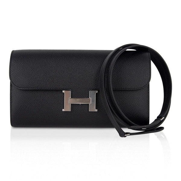 Hermes Constance Compact Wallet Black Gold Hardware Epsom Leather –  Mightychic
