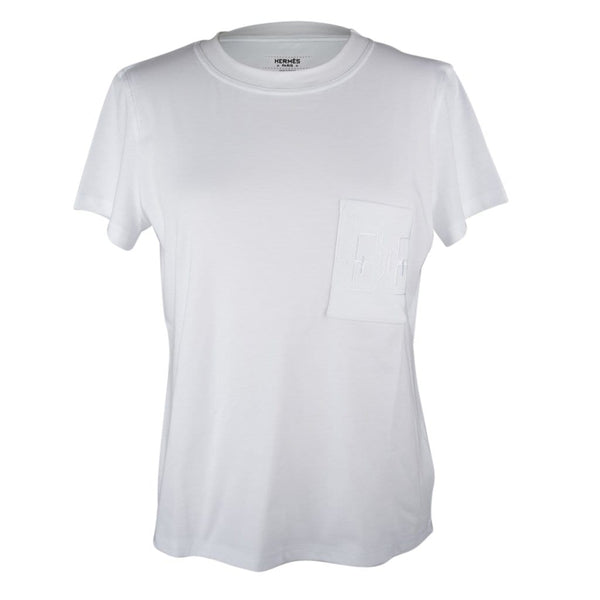 authentic Hermes SS2022 White T-shirt micro poche brodée - New with Tag,  Size 34