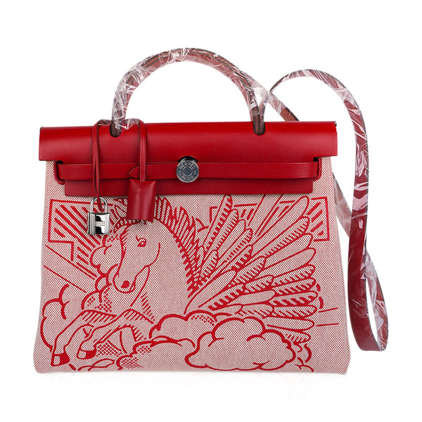Hermes Herbag Zip Pegase Pop PM 31 Toile / Vache Hunter Leather Special  Edition at 1stDibs