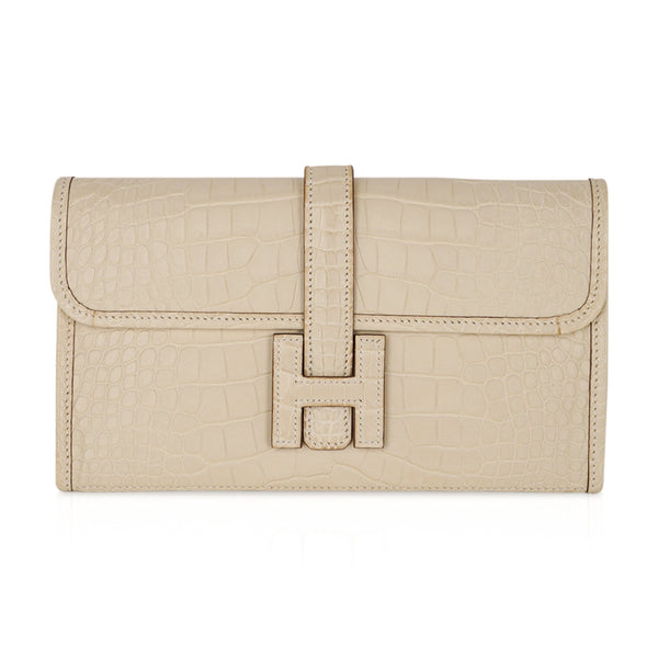 Jige crocodile clutch bag Hermès Navy in Crocodile - 30368981