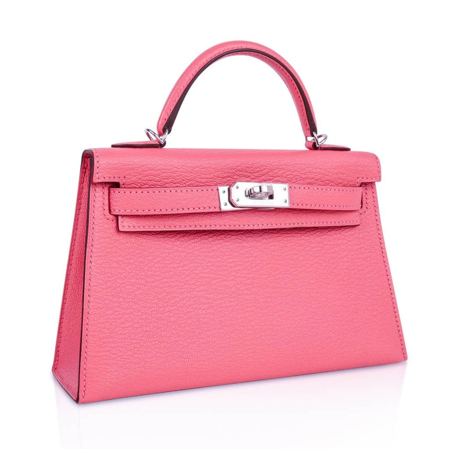 Hermes Kelly 20 Mini Sellier Bag Rose Lipstick Chevre Leather Palladiu ...