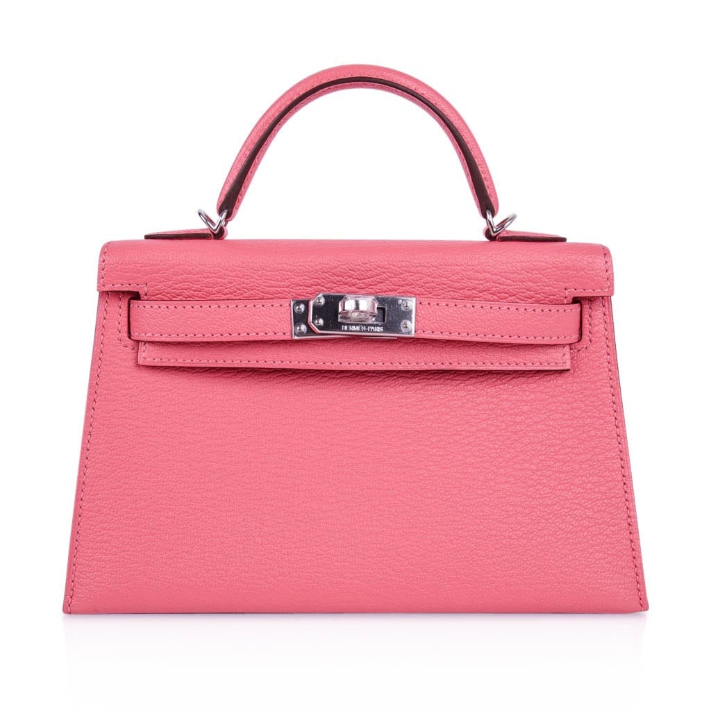 Hermes Kelly 20 Mini Sellier Bag Rose Lipstick Chevre Leather Palladiu ...