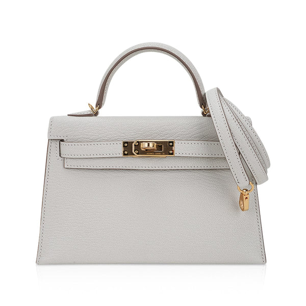 Hermes Kelly Sellier 20 Bleu Brume Chevre Gold Hardware