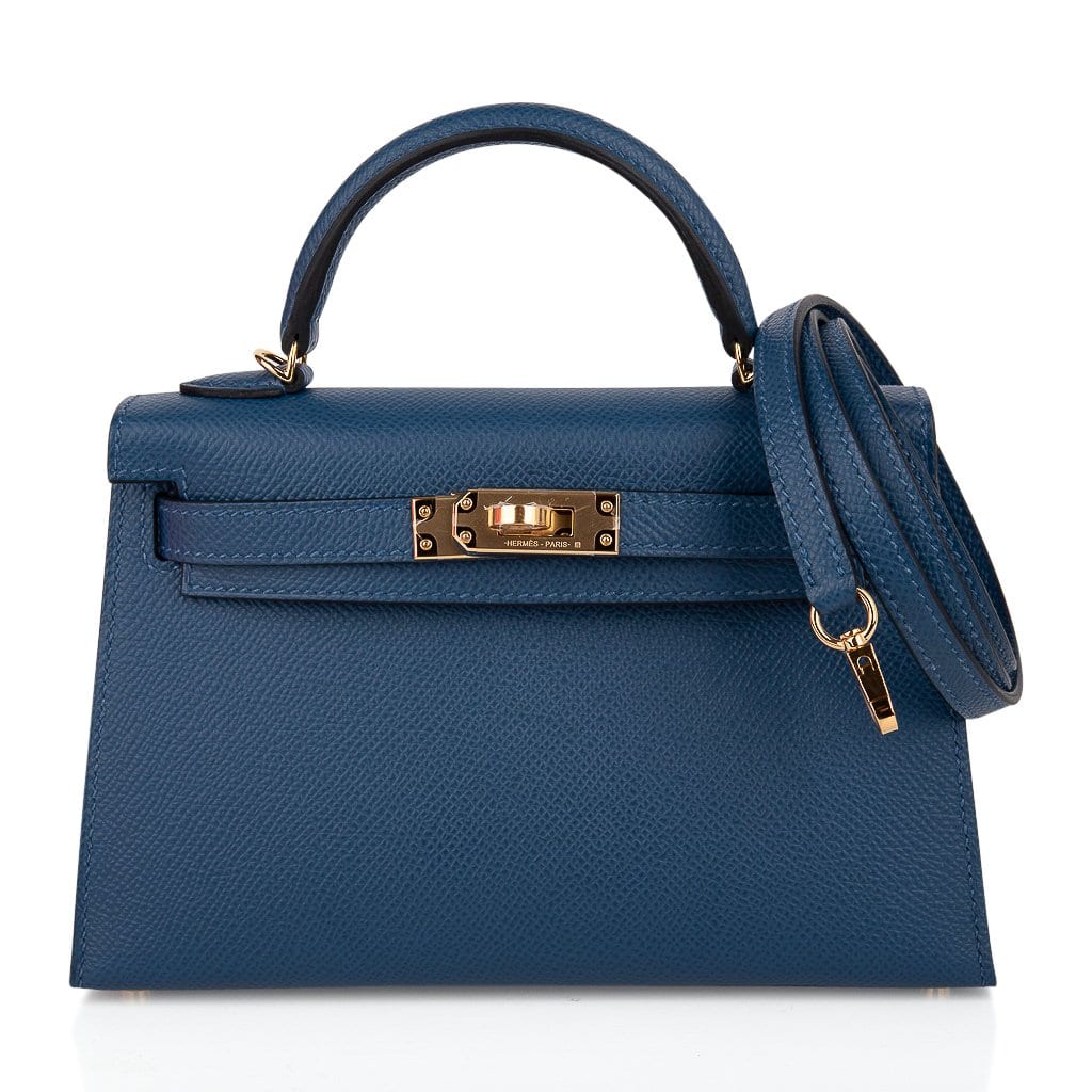 Hermes Kelly 20 Mini Sellier Bag Deep Blue Epsom Leather Gold Hardware ...