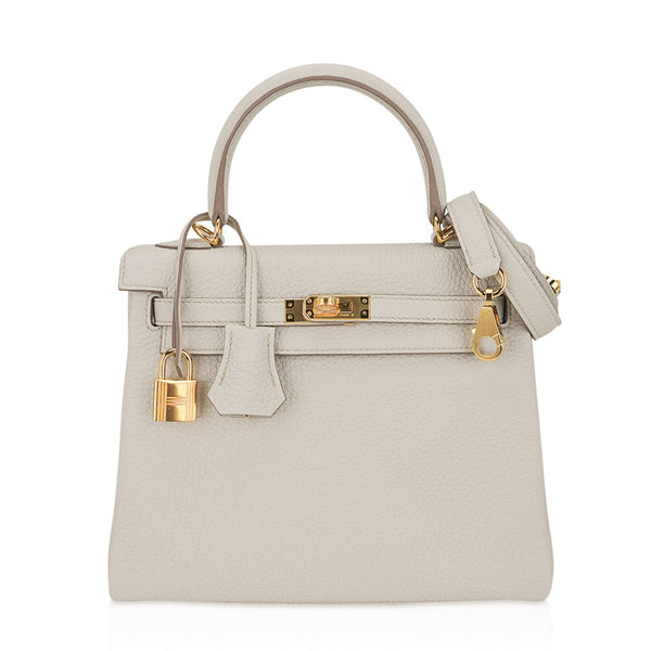 Hermes Kelly 25 Sellier Bag Craie Epsom Leather with Gold Hardware –  Mightychic