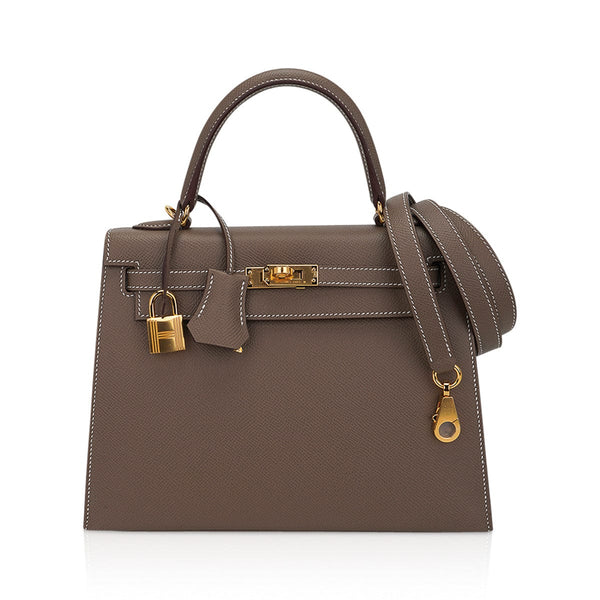 Hermes Limited Edition Kellywood 22 Bag in Wood with Aluminum and Barenia  Leather Palladium Hardware