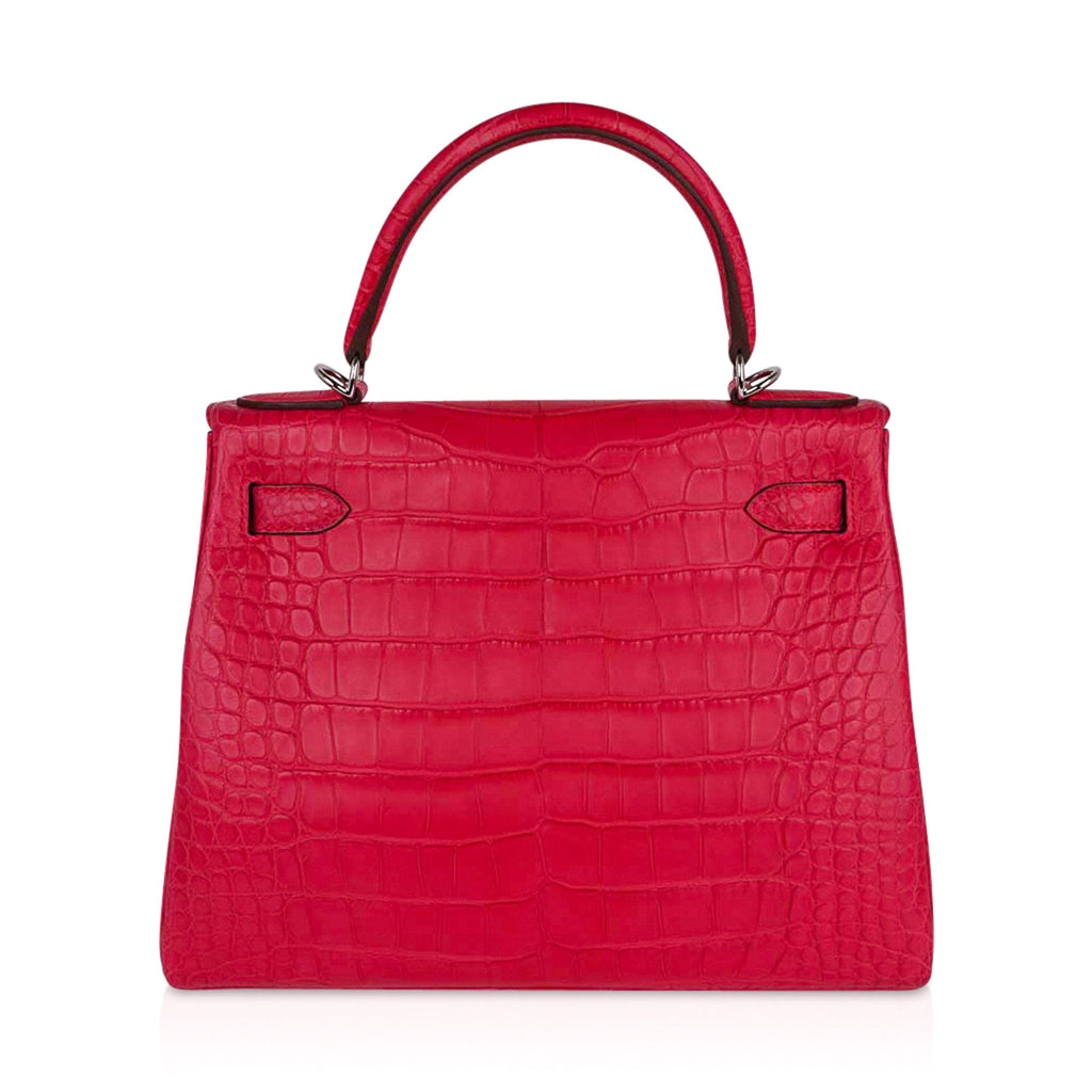 Hermes Kelly 28 Bag Rose Extreme Matte Alligator Palladium Hardware Ne ...