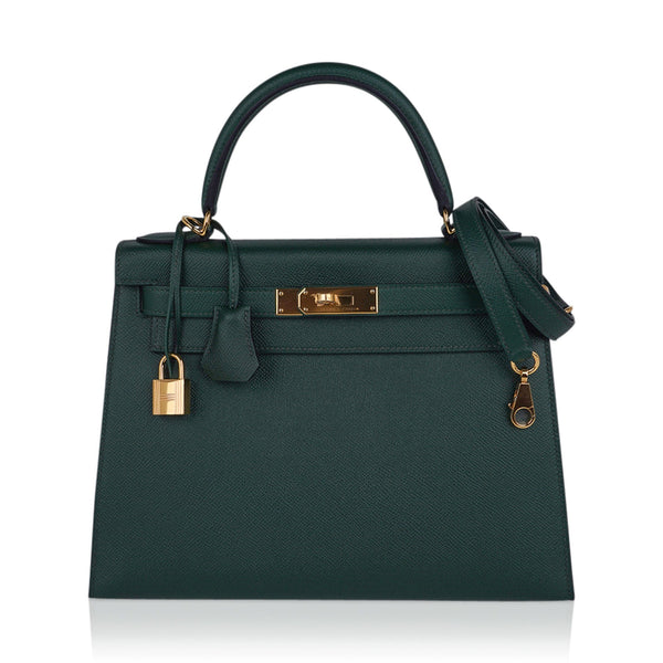 Hermes Kelly Sellier 25 Vert Jade Epsom Gold Hardware – Madison Avenue  Couture