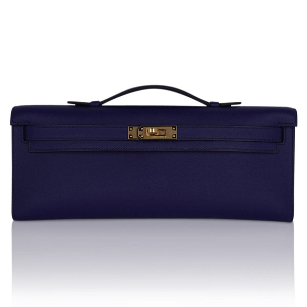 Hermes Kelly Pochette Doblis (Suede) Violet Purple Clutch Bag Gold –  Mightychic