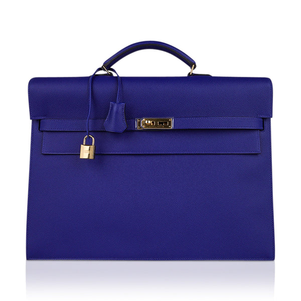 Hermes Kelly Depeches 38 Briefcase Rare Electric Blue Palladium – Mightychic