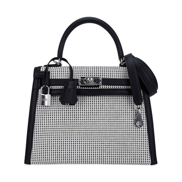 Kelly 28 leather handbag Hermès Grey in Leather - 37534349