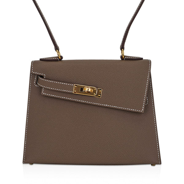 HERMES Ostrich Kelly Pochette Tabac Camel 689684