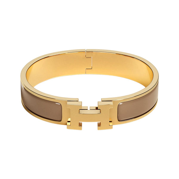 Hermes Rose Dragee Clic Clac H Narrow Enamel Bracelet Rose Gold PM –  Mightychic