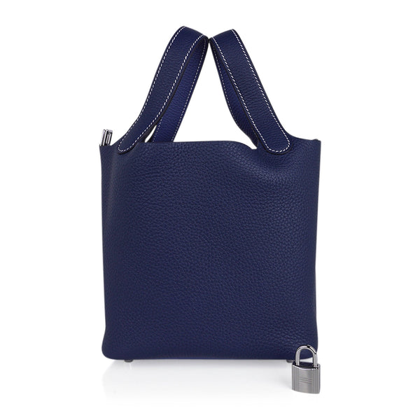 HERMES Picotin Lock 18 Midnight Blue Bleu Nuit Clemence Palladium