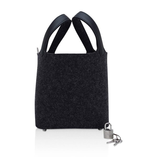 Hermes Cabas H En Biais Black / Ecru Canvas / Swift 40 Tote Bag