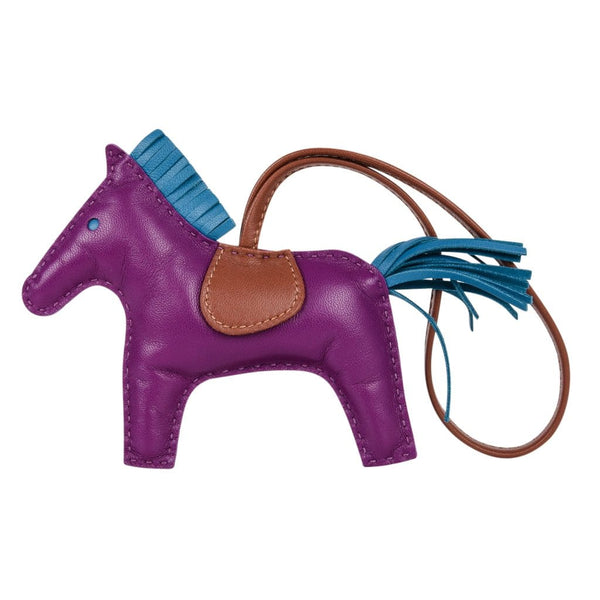 NIB Authentic HERMES Celeste/Craie/Malachite Rodeo Horse MM Leather Bag  Charm