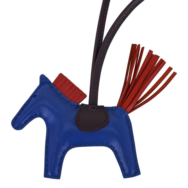 Hermes Noir Gold Bleu Zanzibar Rodeo Horse Bag Charm Key Chain