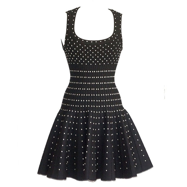 Louis Vuitton Dress Black & Gray Silver Metallic Size S