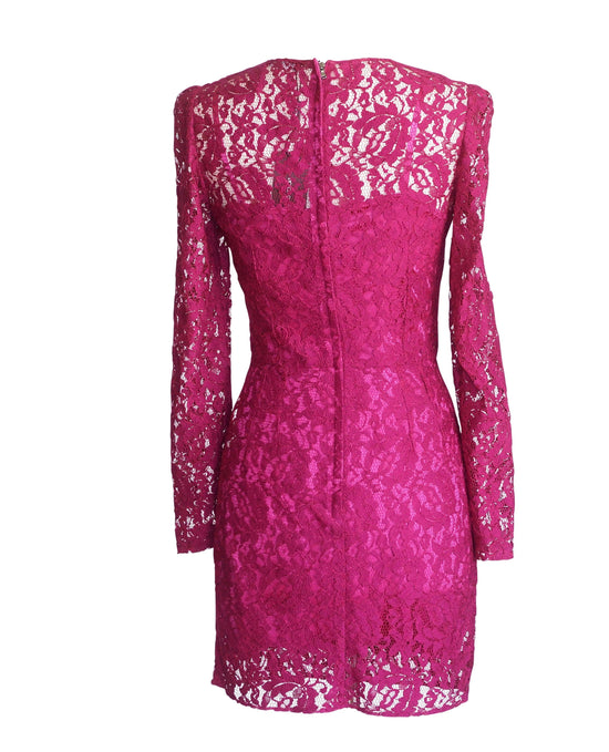 hot pink lace dress with sleeves