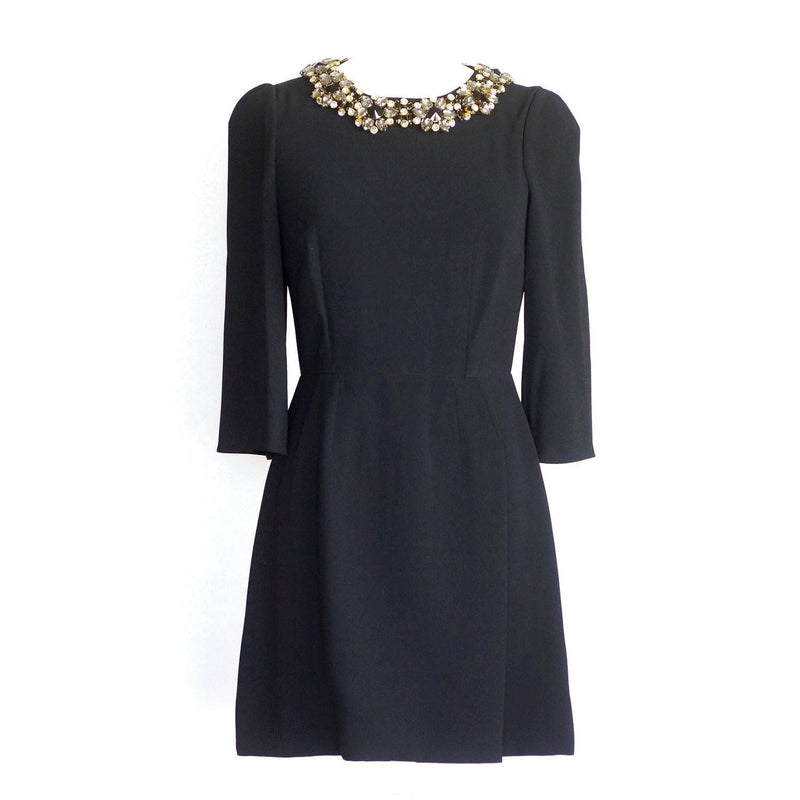 black dress with diamante neckline