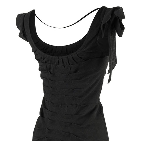 Prada Dress Black Vintage Gown Pleat and Bow Detailing 40 / 4 – Mightychic