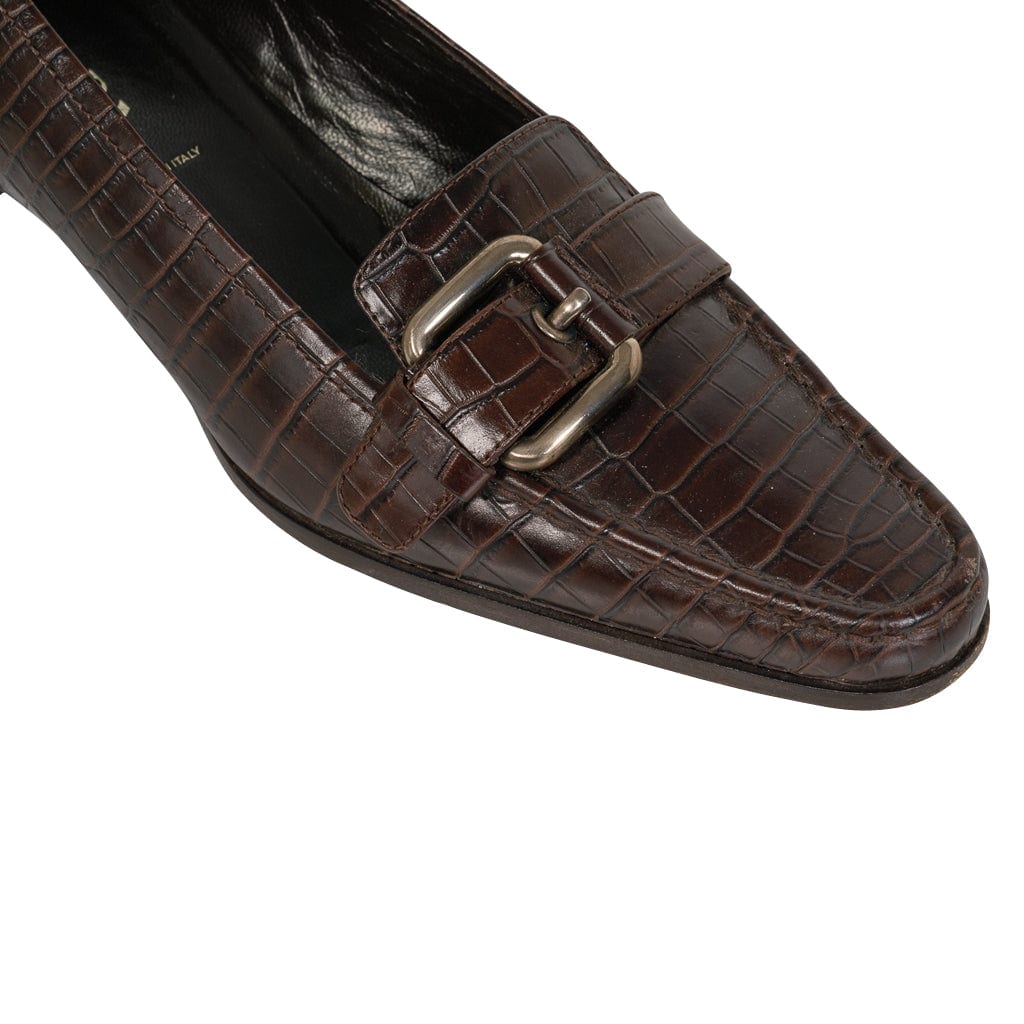 Prada Shoe Brown Faux Crocodile Loafer 39 / 9 – Mightychic
