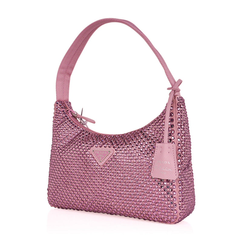 Prada Bag Pink Satin Crystal Mini Re-Edition 2000 Alabastro – Mightychic