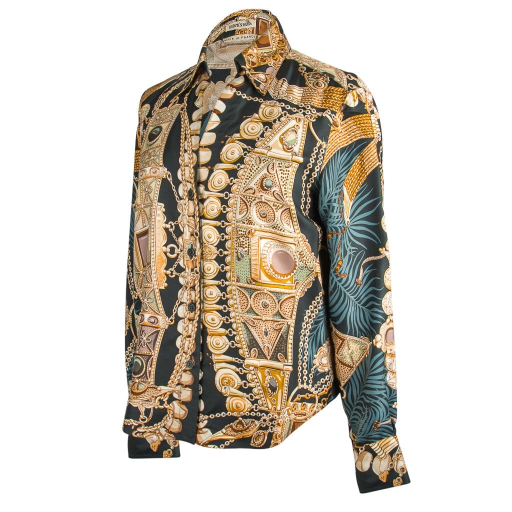 Hermes Top Terres Precieuses Silk Print Blouse 36 / 4 – Mightychic
