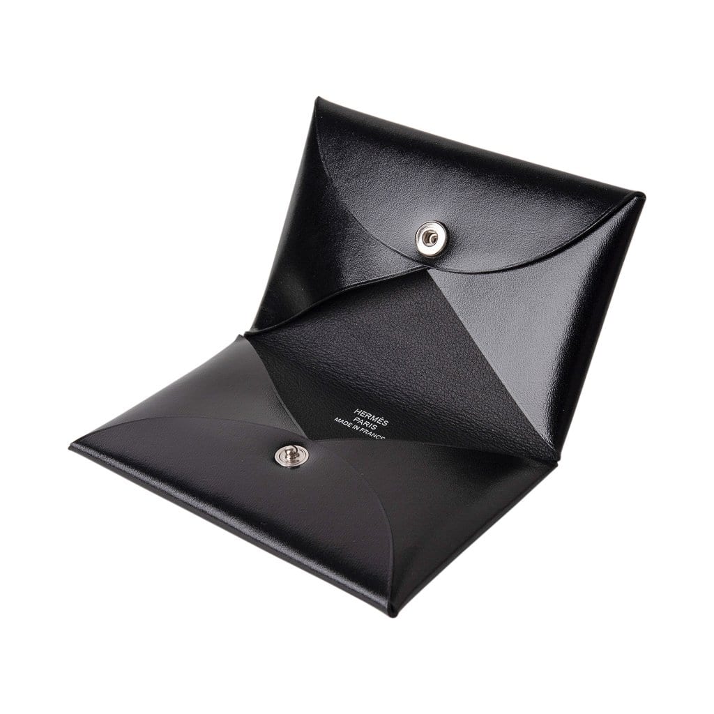 Hermes Calvi Card Holder Noir Box 
