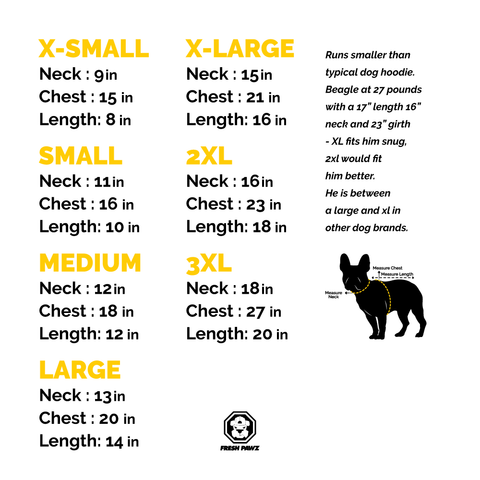 clothing sizes large size dog breed