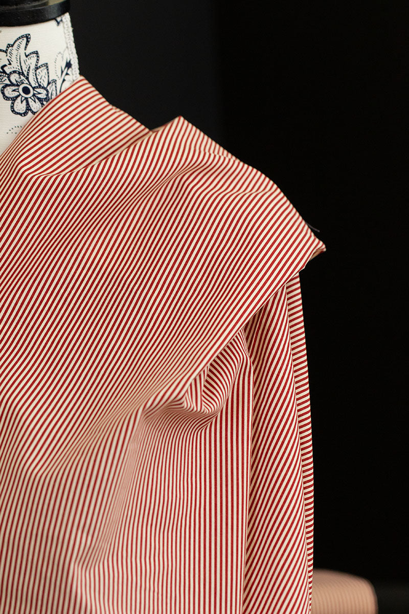 Yuwa Fine Striped Cotton Red