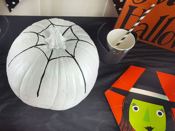 White Pumpkin with Spiderweb