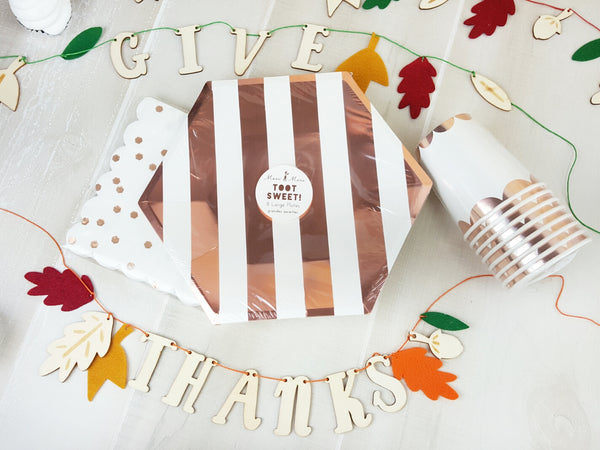 Rose Gold Thanksgiving Party Supplies and Decorations